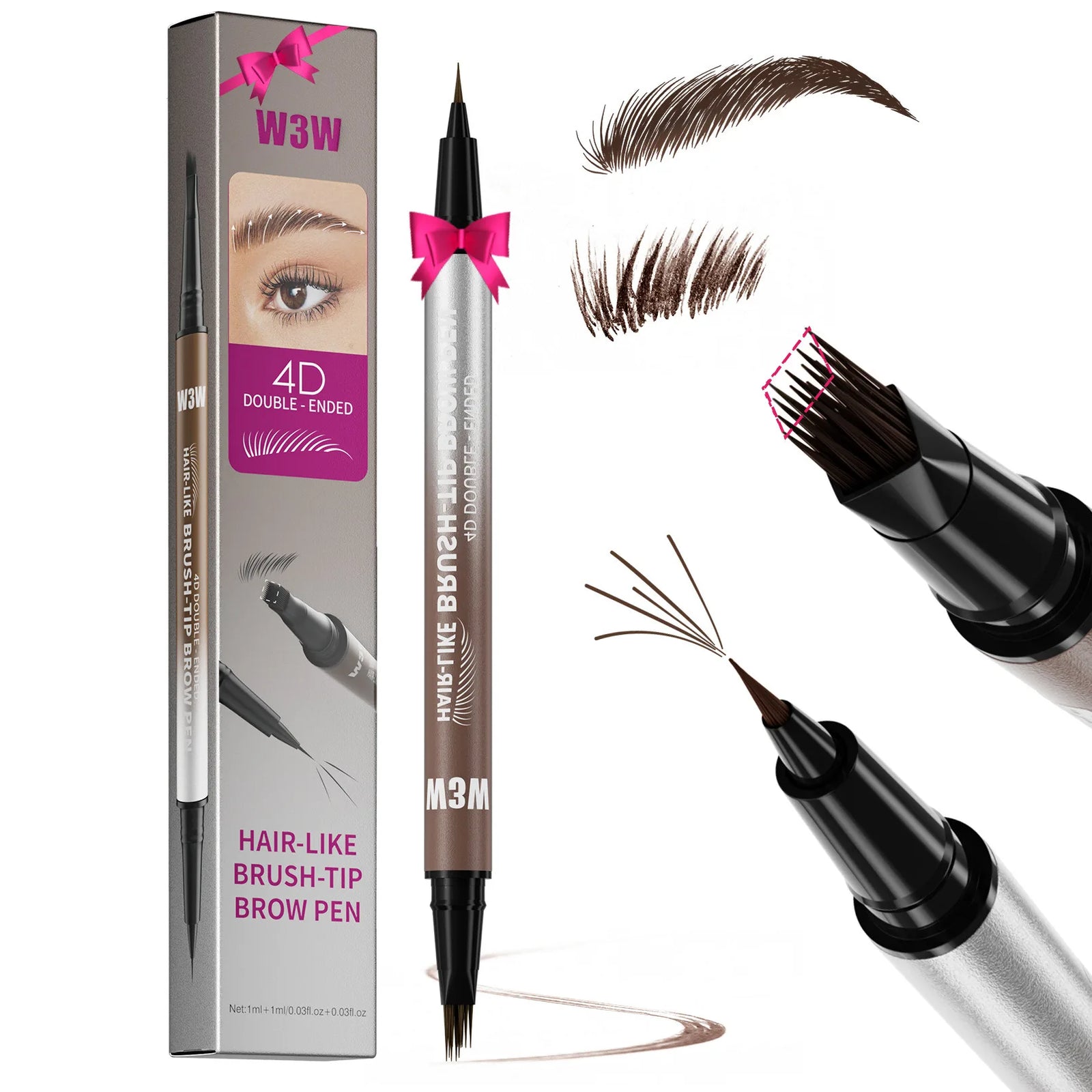 4D Multi Brush Precision Double Ended Brow Pen